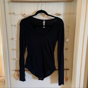 Free People Black long sleeve bodysuit